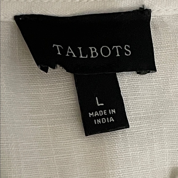Talbots White Linen Cotton Embroidered Blouse Top Womens Size Large - Picture 2 of 12